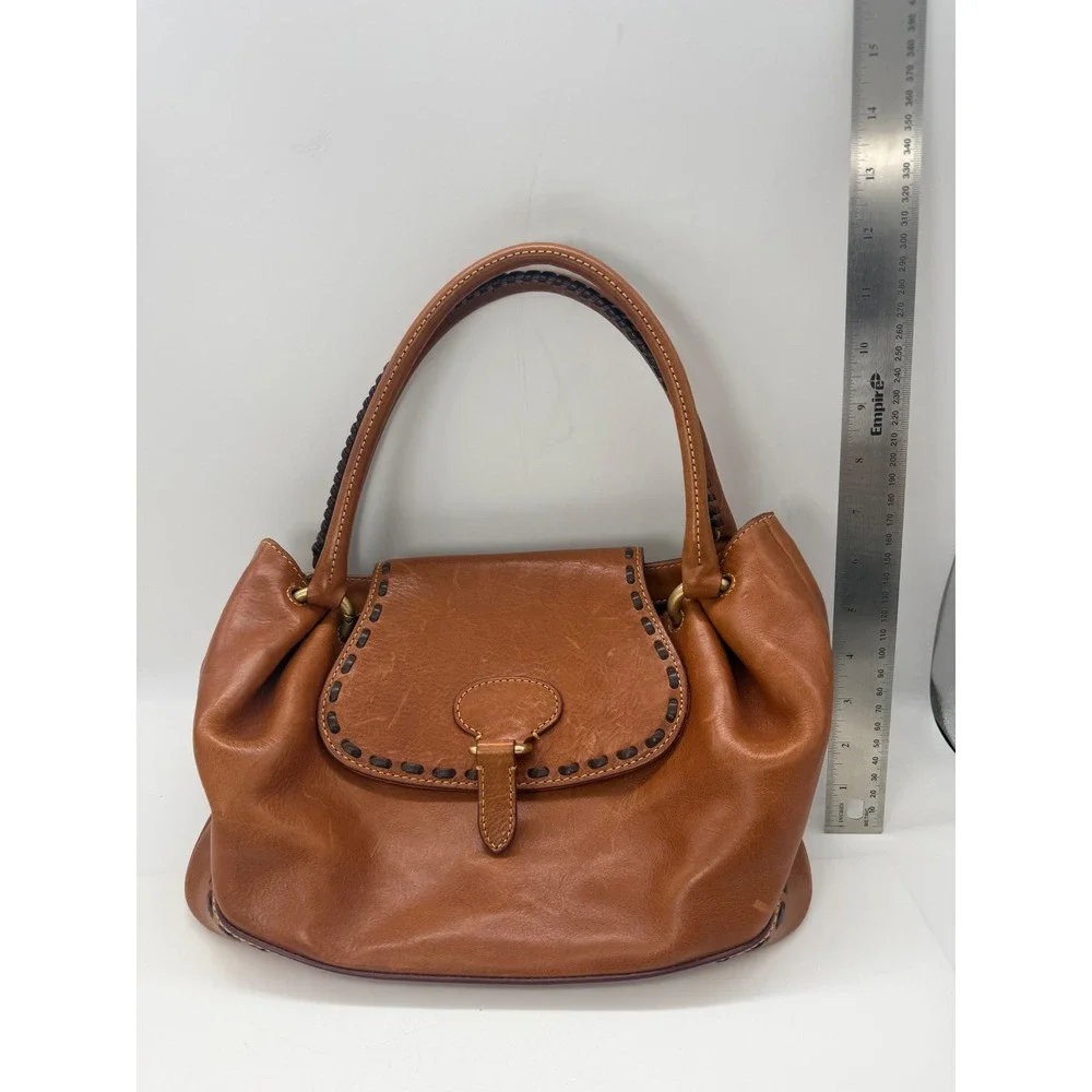Dooney & Bourke Florentine Vachetta Leather Satchel Handbag Natural Brown Purse
